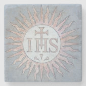Jesuit IHS Christogram Stone Stenen Onderzetter (Voorkant)