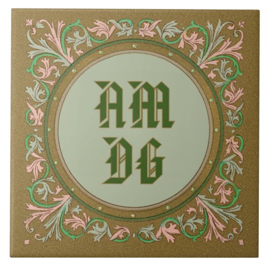 Jesuit Motto van St Ignatius (BK 50; Latijn Abbrev Tegeltje (Voorkant)