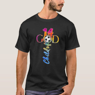 JESUS 14 JAAR KIND VAN GOD VOETBAL 14E VERJAARDAG T-SHIRT