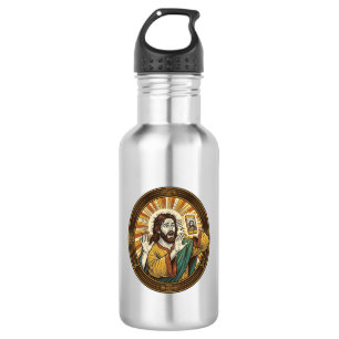 Jesus Accidentele selfie met dubbele kin met camer Waterfles