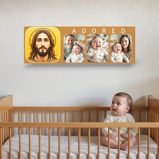 JESUS- ADORED Baby Photo  Canvas Afdruk