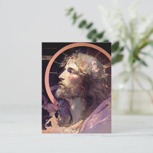 Jesus AI Generated Glas in lood Art Briefkaart (Staand voorkant)