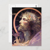 Jesus AI Generated Glas in lood Art Briefkaart (Voorkant / Achterkant)