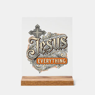 Jesus Alles Vintage Christelijke Typografie Ontwer Acryl Bord