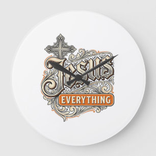 Jesus Alles Vintage Christelijke Typografie Ontwer Grote Klok