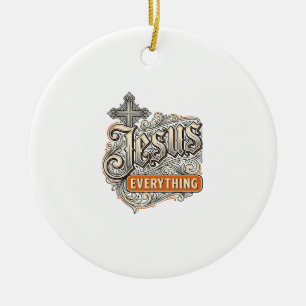 Jesus Alles Vintage Christelijke Typografie Ontwer Keramisch Ornament