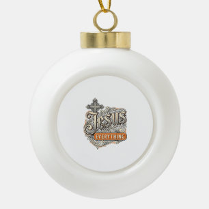 Jesus Alles Vintage Christelijke Typografie Ontwer Keramische Bal Ornament