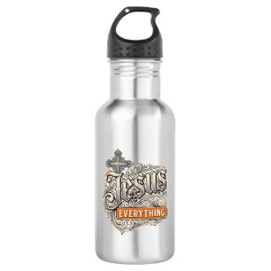 Jesus Alles Vintage Christelijke Typografie Ontwer Waterfles