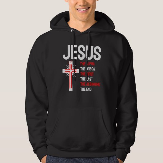 Jesus Alpha Omega eerste laatste begin laatste Chr Hoodie (Voorkant)