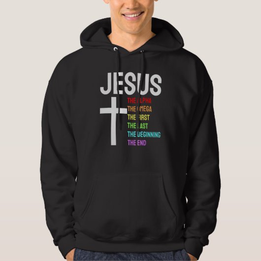 Jesus Alpha Omega eerste laatste begin laatste Chr Hoodie (Voorkant)