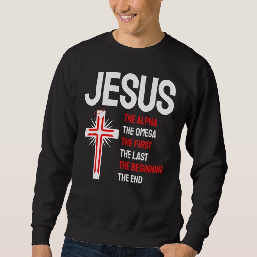Jesus Alpha Omega eerste laatste begin laatste Chr Trui (Voorkant)