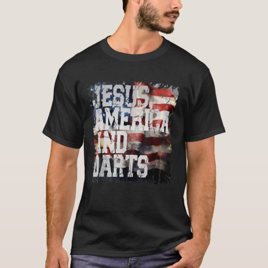 Jesus America en Darts Grappig Nederland T-shirt (Voorkant)