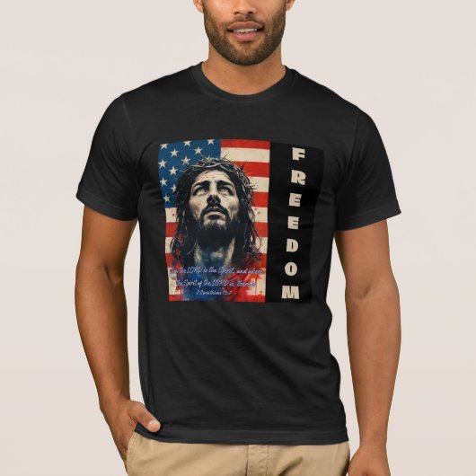 Jesus Amerikaanse vlag T-shirt | 2 Korintiërs 13:7 (Voorkant)