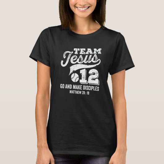 Jesus and Baseball Team Jesus Christian Matthew 28 T-shirt (Voorkant)
