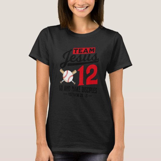Jesus and Baseball Team Jesus Christian Matthew 28 T-shirt (Voorkant)