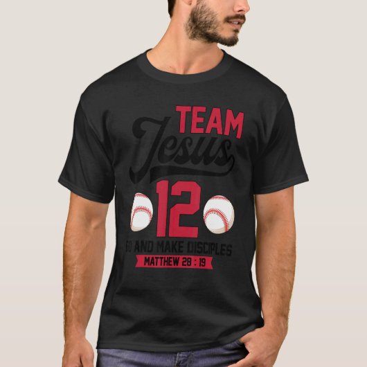 Jesus and Baseball Team Jesus Christian Matthew 28 T-shirt (Voorkant)