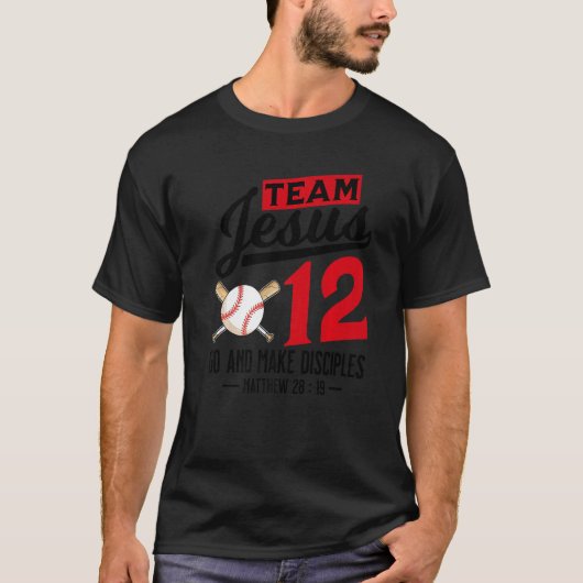 Jesus and Baseball Team Jesus Christian Matthew 28 T-shirt (Voorkant)