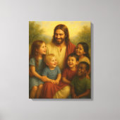 Jesus and Children™ LDS Muurkunstcanvas Canvas Afdruk (Voorkant)