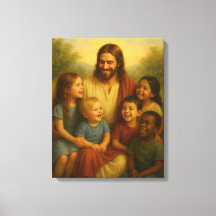 Jesus and Children™ LDS Muurkunstcanvas