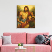 Jesus and Children™ LDS Muurkunstcanvas Canvas Afdruk (Insitu (Woonkamer))