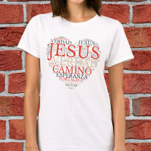 Jesus and Faith Heart Christelijk Spaans voor vrou T-shirt