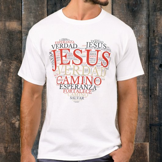 Jesus and Faith Heart Mannen Christelijk Spaans T-shirt