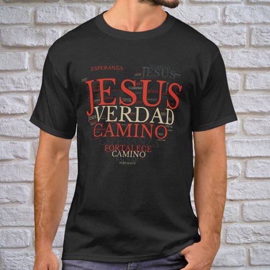 Jesus and Faith Heart Mannen Christelijk Spaans T-shirt