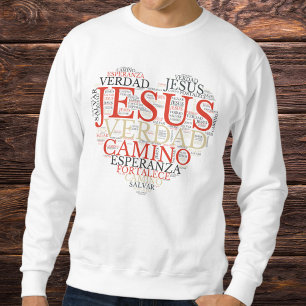 Jesus and Faith Heart Mannen Christelijk Spaans Trui