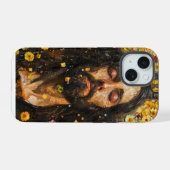Jesus and Flowers Abstract iPhone 15 Case (Achterkant horizontaal)