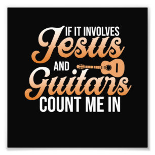 Jesus and Guitars Music Player Musician Guitarist Foto Afdruk