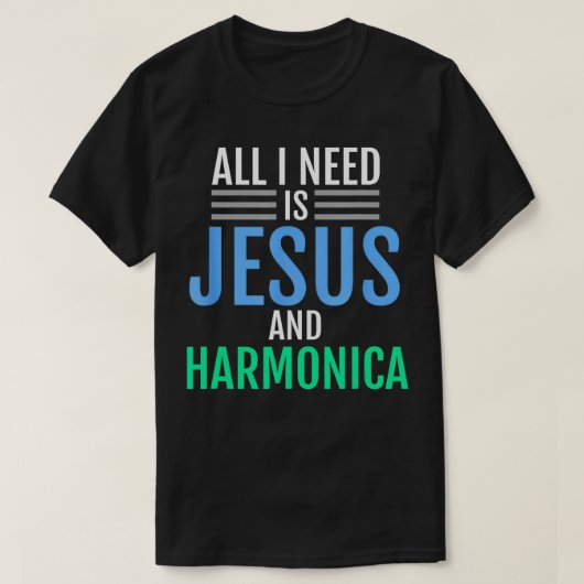 Jesus and Harmonica Christelijk Funny Music Gift T-shirt (Design voorkant)