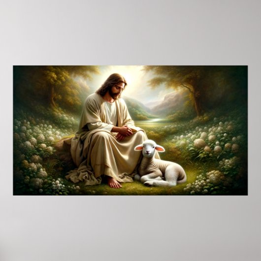 Jesus and Lamb Art Poster (Voorkant)