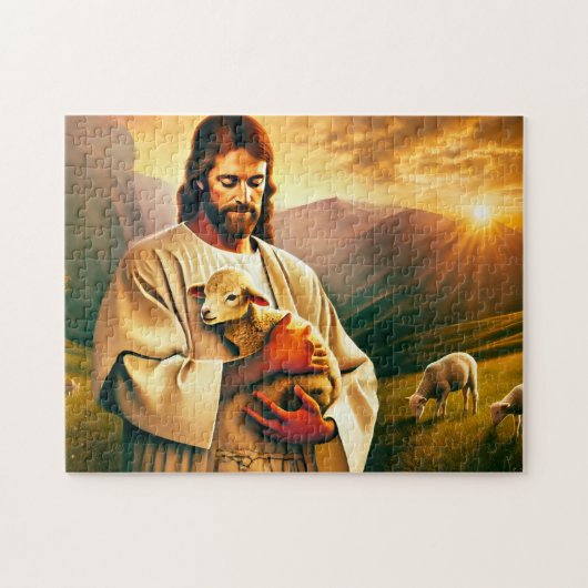Jesus and Lamb Christian Divine Comfort Legpuzzel (Horizontaal)