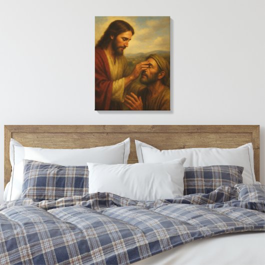 Jesus and the Blind Man™ LDS Muurschildersdoek Canvas Afdruk (Insitu (Slaapkamer))
