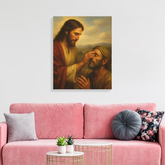 Jesus and the Blind Man™ LDS Muurschildersdoek Canvas Afdruk (Insitu (Woonkamer))