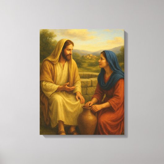 Jesus And Woman At The Well ™ LDS Muurschildering  Canvas Afdruk (Voorkant)