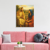 Jesus And Woman At The Well ™ LDS Muurschildering  Canvas Afdruk (Insitu (Woonkamer))