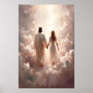 Jesus and Woman Jesus Holding Hands Woman Jesus  Poster