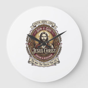 Jesus Antiek Erfstuk Grafische T-shirt Christelijk Grote Klok