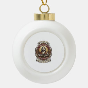 Jesus Antiek Erfstuk Grafische T-shirt Christelijk Keramische Bal Ornament