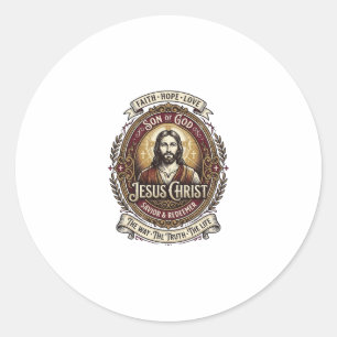 Jesus Antiek Erfstuk Grafische T-shirt Christelijk Ronde Sticker
