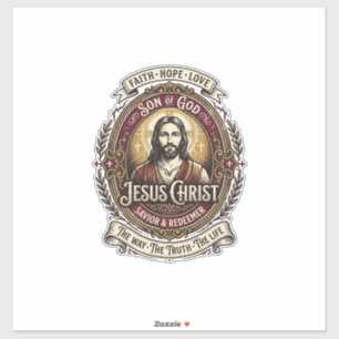 Jesus Antiek Erfstuk Grafische T-shirt Christelijk Sticker