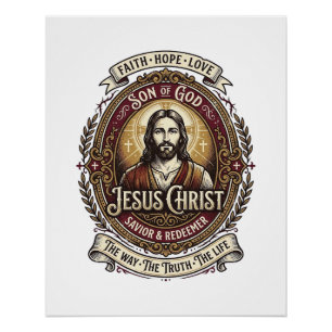 Jesus Antiques Erfstuk Grafische T-shirt Christeli Perfect Poster