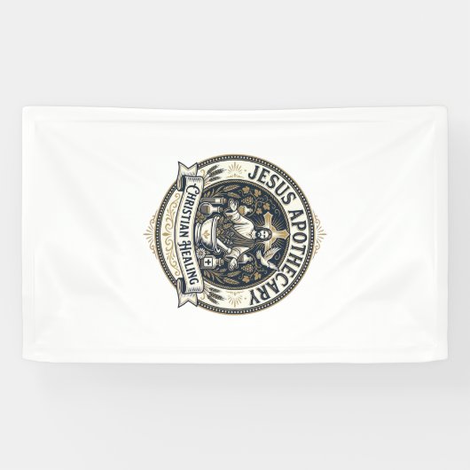 Jesus Apotheek Christelijke Genezing Jezus Apothee Spandoek (Horizontaal)