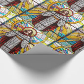 Jesus Arms Open kleurrijk Glas in lood achter hem Cadeaupapier (Hoek)
