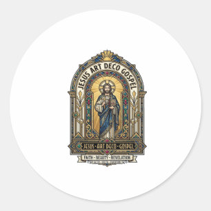 Jesus Art Deco Evangelie Jesus Art Deco Christelij Ronde Sticker