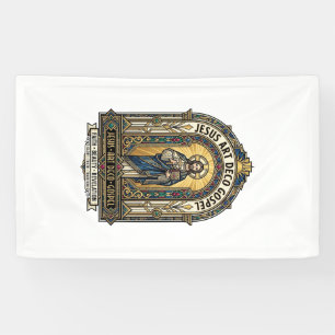 Jesus Art Deco Evangelie Jezus Art Deco Christelij Spandoek