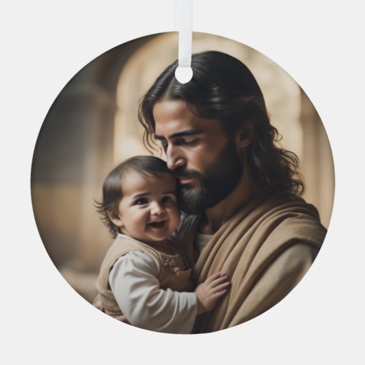 Jesus Art Glas Ornament (Achterkant)