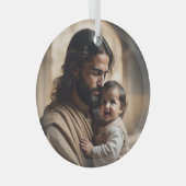 Jesus Art Glas Ornament (Voorkant Rechts)