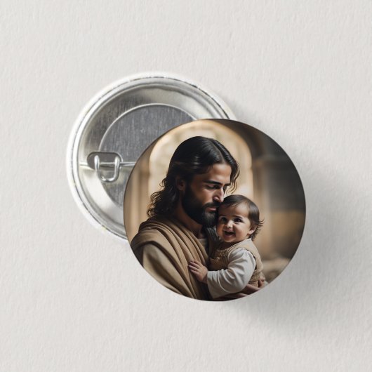 Jesus Art Ronde Button 3,2 Cm (Voorkant /achterkant)